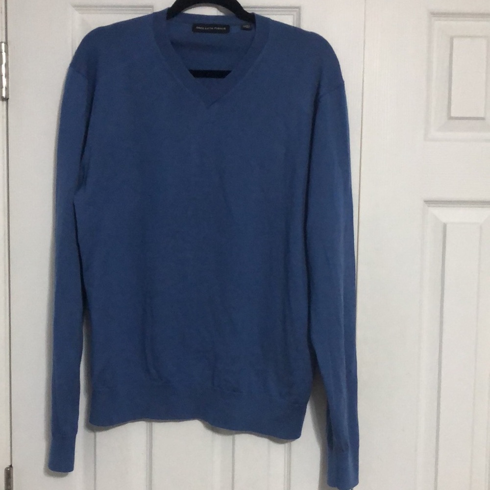 Saks fifth Avenue men’s blue V neck wool blend sweater‎ size XL